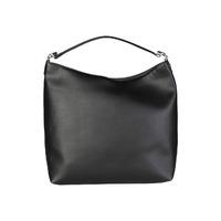 Cavalli Class Matte Black Leather Hobo Bag