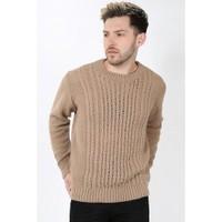 cable knitted crew neck long sleeves jumper