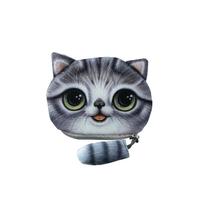 cartoon women coin purse cat animal head print tail zipper closure min ...