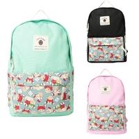 Casual Women Girls Canvas Backpack Set Cartoon Print Emoji School Bag Cute Laptop Travel Bag