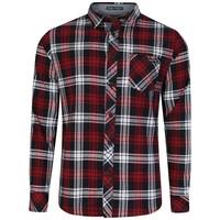 carlsson checked flannel shirt in deep red tokyo laundry