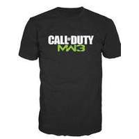 Call Of Duty Modern Warfare 3 White and Green Logo Black T Shirt - Medium