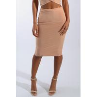 Camel Slinky Midi Skirt