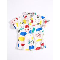 Casual/Daily Print Shirt, Cotton Summer Short Sleeve