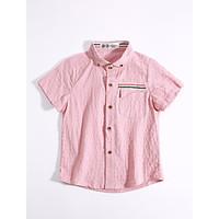 Casual/Daily Solid Shirt, Cotton Summer Short Sleeve