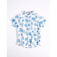 Casual/Daily Print Shirt, Cotton Summer Short Sleeve