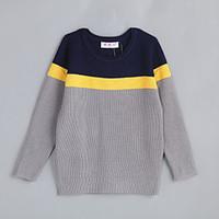 Casual/Daily Color Block Sweater Cardigan, Cotton Fall