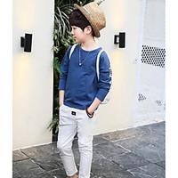 Casual/Daily Solid Shirt, Cotton Spring Fall Long Sleeve