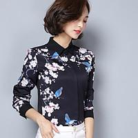 casualdaily simple spring summer shirt floral shirt collar long sleeve ...