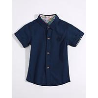 Casual/Daily Solid Shirt, Cotton Linen Summer Short Sleeve