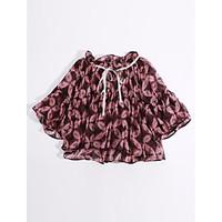 Casual/Daily Print Blouse, Cotton Summer