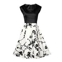 casualdaily party vintage a line chiffon swing dress polka dot floral  ...