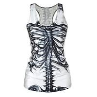 Casual/Daily Simple Spring Summer Fall Tank Top, Print Deep U Sleeveless Polyester Spandex Medium