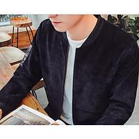 casualdaily simple jacket letter striped stand long sleeve spring fall ...