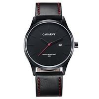 CAGARNY Men\'s Fashion Watch Wrist watch Calendar Quartz Leather Band Cool Casual Black