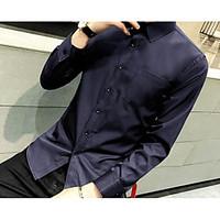 casualdaily simple spring shirt solid square neck long sleeve blue whi ...