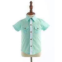 Casual/Daily Solid Shirt, Cotton Summer Short Sleeve