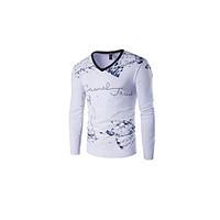 casualdaily simple spring summer t shirt print v neck long sleeve blue ...