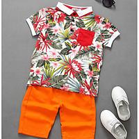 Casual/Daily Floral Tee, Cotton Summer Short Sleeve Regular