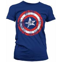 Captain America Distressed Shield Womens T Shirt