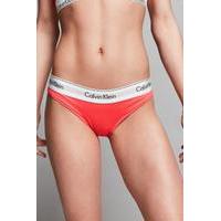 Calvin Klein Modern Cotton Classic Logo Coral Thong, CORAL