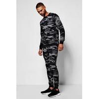 camo crew neck sweater tracksuit black