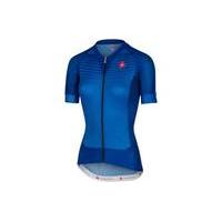 castelli aero race womens short sleeve jersey fz blue l