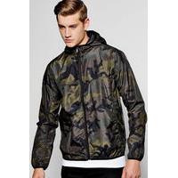 camo shower resistant zip through cagoule camo