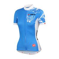 Castelli Sidi Diva FZ Ladies Cycling Jersey - White / Drive Blue / XSmall