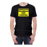 Caution Dad Cooking Men\'s White T-Shirt - XXL