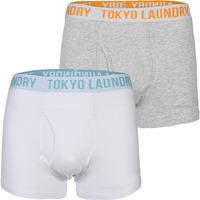 Cairns Boxer Shorts Set in Light Grey Marl / Optic White - Tokyo Laundry