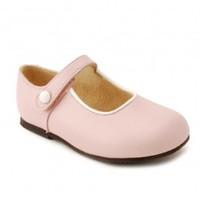 Caty, Pink Leather Girls Single bar Riptape Classic Shoes