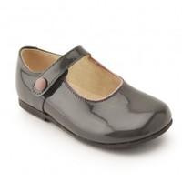 Caty VII, Grey Patent Girls Riptape Classic Shoes