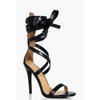 Calf High Wrap Up Stilleto - black