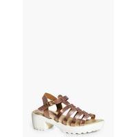 Caged Cleated Sandals - rose gold
