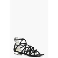 Caged Gladiator Flat Sandal - black