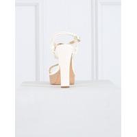 cabana white high heel weaved platform sandals