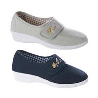 Canvas Boost Shoes (2 - SAVE £5), Navy and Beige, Size 3, Canvas