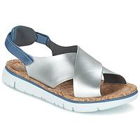 camper oruga womens sandals in silver