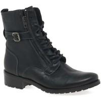 caprice lexie womens lace up military boots womens mid boots in black