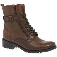 caprice lexie womens lace up military boots womens mid boots in brown