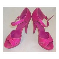 Call It Spring Size 5 Pink Sparkly Peep-Toe High Heels