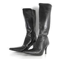 Carvela Size 5 High Calf Pointed Toe Black Leather Boots