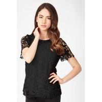 CAP SLEEVE CROCHET LACE TOP