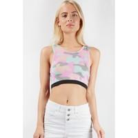 camo elastic hem crop top