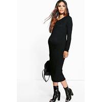 Caroline Long Sleeve Midi Dress - black