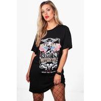 caty west coast motorcycle print tshirt dress black