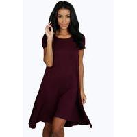 Cap Sleeve Jersey Swing Dress - berry