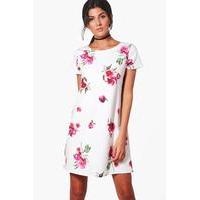 Cap Sleeve Floral Shift Dress - multi