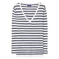 Casual Breton V-neck Jumper - White